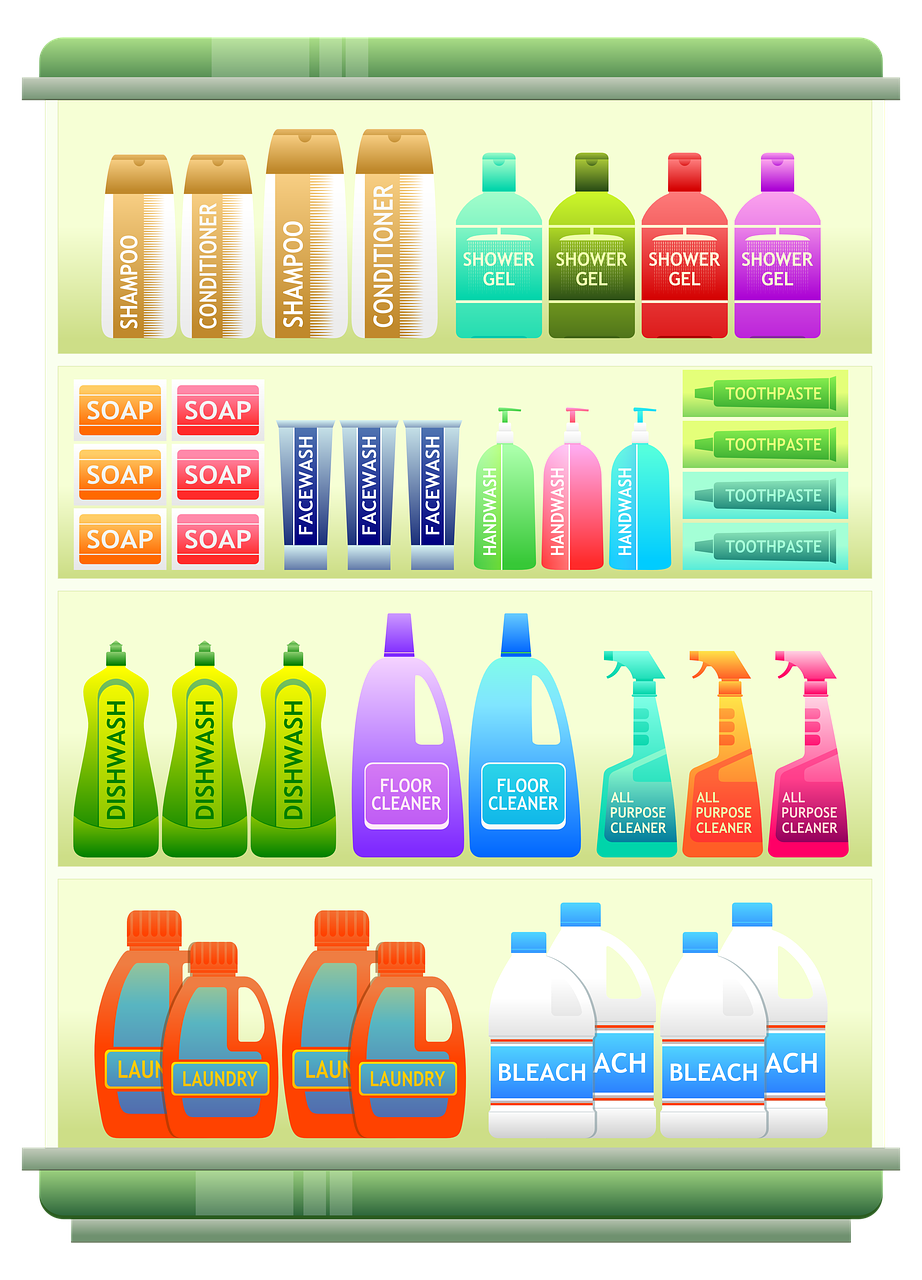 supermarket shelf, products, shampoo-1094812.jpg